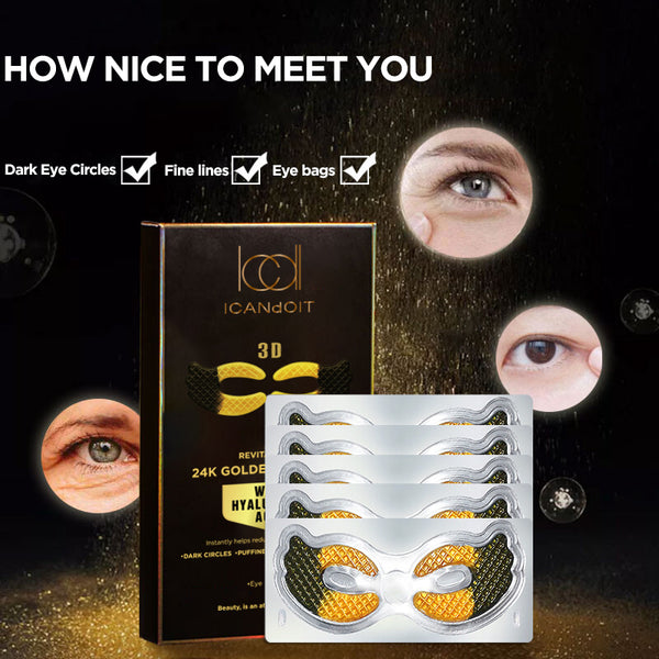 ICANdOIT-24K Golden Hydrogel Collagen Eye Mask,helps reduce the appearance of Dark circles,Puffiness,fine lines,Anti Wrinkles,one day one pair, 3 boxes with 21 pairs